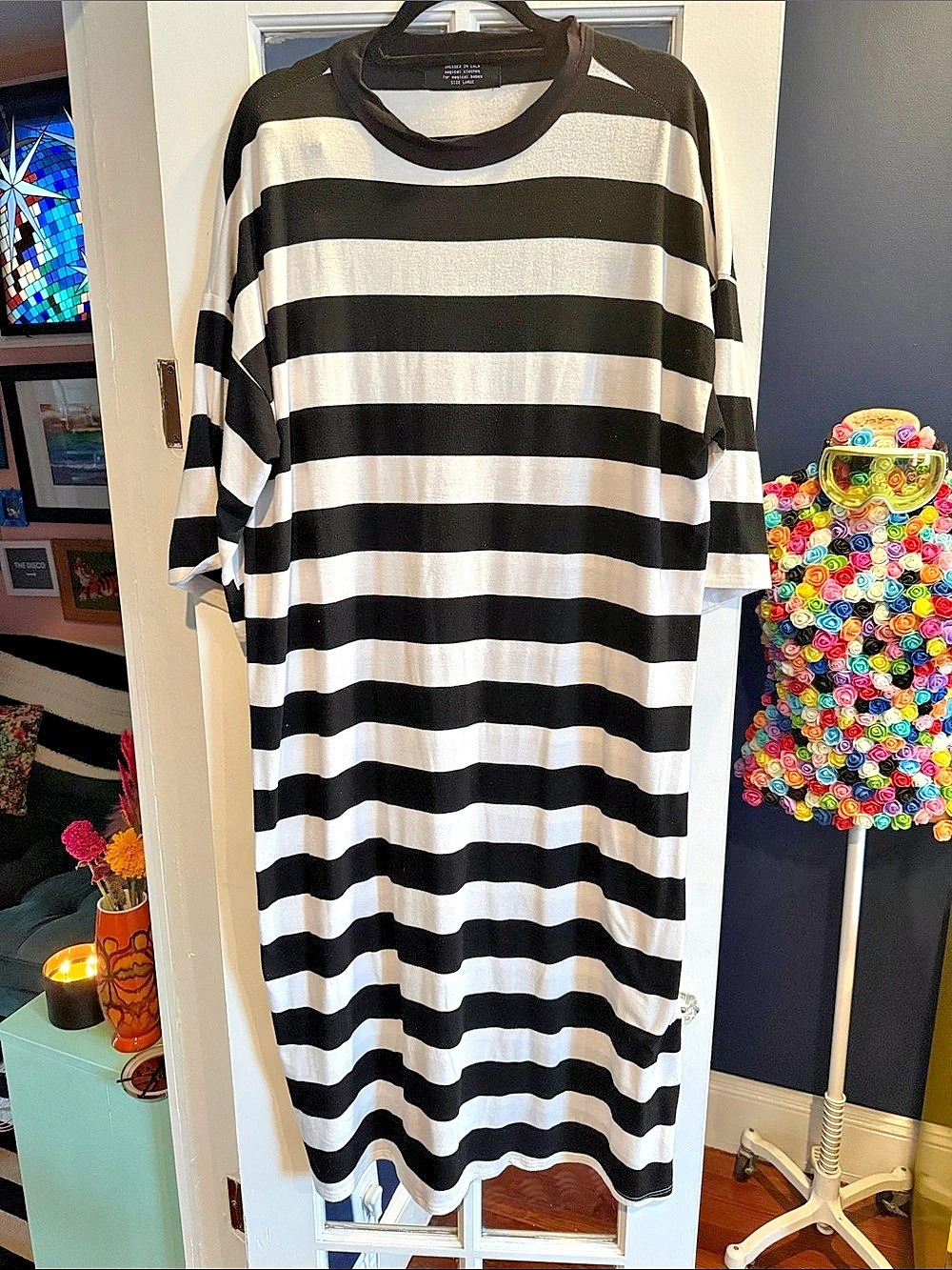 Dressed in LaLa Women's Black & White Striped Maxi Dress